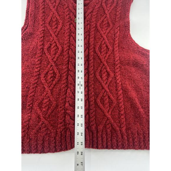 Vintage Susan Bristol Sweater Vest Women Size 1 W XL Burgundy Red Knit Leaf 1995 - Picture 5 of 10